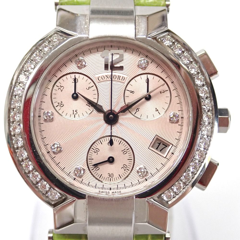 Ft 633251 コンコルド 腕時計 ラ スカラ エスシール ダイヤベゼル 14.C 5.1891 ピンク文字盤 ユニセックス Concord