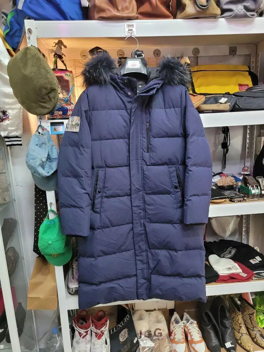 バスキア ネイビー ロング ダウン ファー 分離型