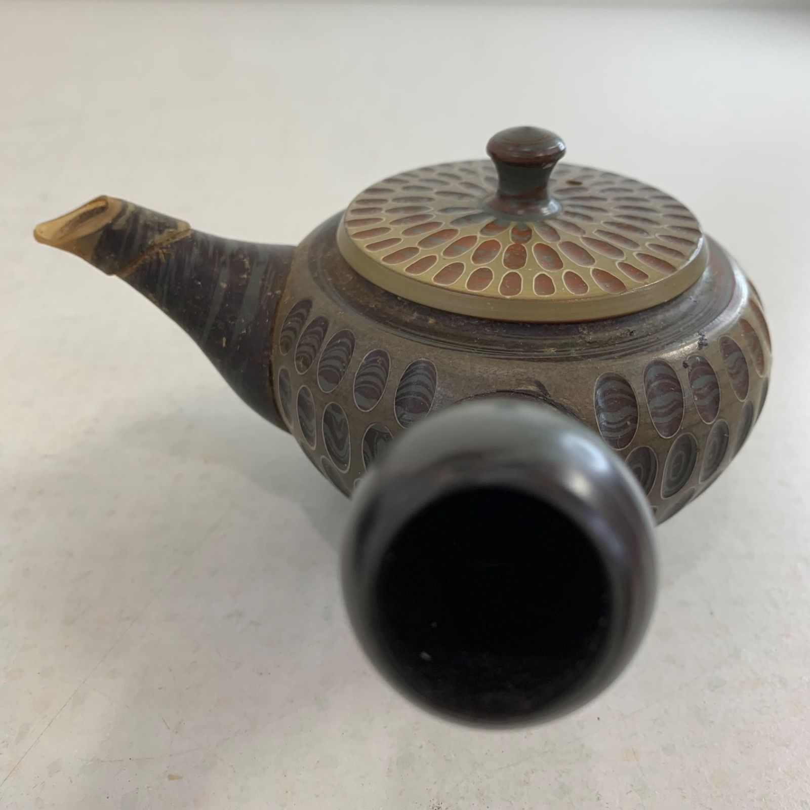 22号丸練込網目カット急須