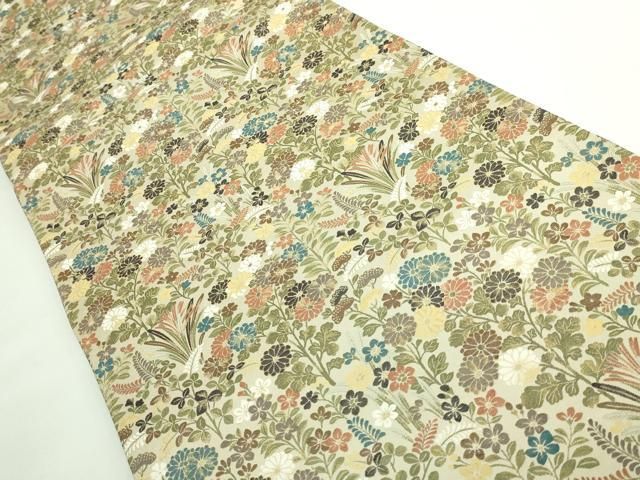 平和屋着物■極上　西陣　木野織物　菱屋善兵衛謹製　六通柄袋帯　草花文　逸品　DZAB0657kh5 平和屋着物□極上 西陣 木野織物 菱屋善兵衛謹製 六通柄袋帯 草花文