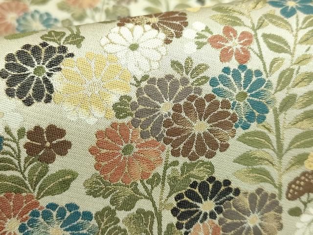 平和屋着物□極上 西陣 木野織物 菱屋善兵衛謹製 六通柄袋帯 草花文