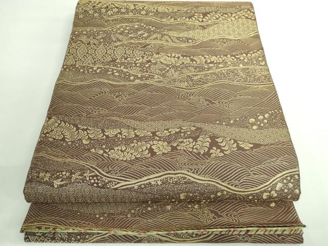 平和屋着物□極上 本場筑前博多織 草木染 手織工房 染匠：小森久 両面