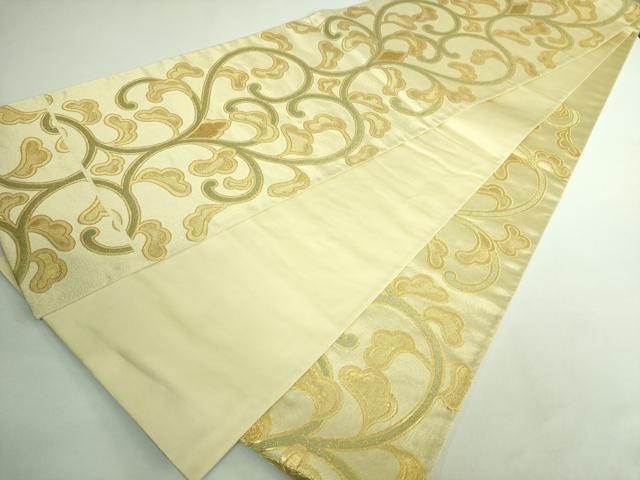 平和屋着物■極上　ジャパンオートクチュール　渡辺雪三郎　六通柄袋帯　唐草文　金糸　逸品　DZAB0689kh5 平和屋着物□極上 ジャパンオートクチュール 渡辺雪三郎 六通柄袋帯 唐草文