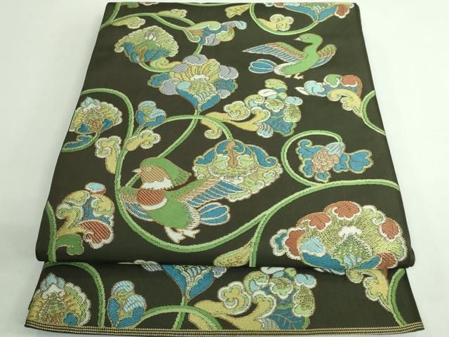 平和屋着物 西陣 おび弘謹製 六通柄袋帯 花鳥文 金銀糸 逸品