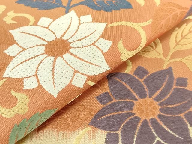 美品　人間国宝　喜多川平郎　有職唐織　袋帯　彩亀甲菊花文　逸品　極上　着物　正絹 平和屋着物□極上 俵屋 人間国宝 喜多川平朗 有職織物 六通柄袋帯 唐織