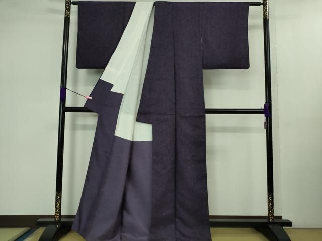 平和屋着物□極上 紋屋井関 御寮織 お召 鳳凰草花地紋 深紫色 逸品