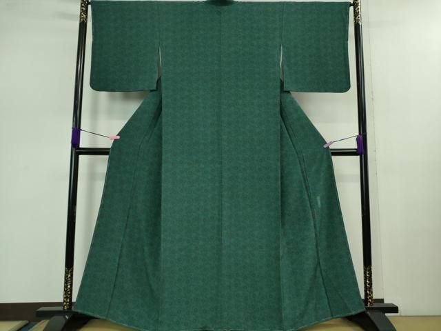 平和屋着物 上 重要無形文化財 人間国宝 中村勇二郎 江戸小紋 古代菊 鬼しぼ縮緬 kh 5