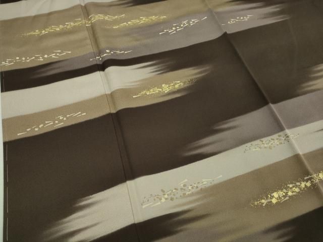 平和屋着物■極上　訪問着　霞文　赤墨茶色地　金彩　逸品　未使用　DZAB0889kh5 平和屋着物□極上 訪問着 霞文 赤墨茶色地 金彩 逸品 未