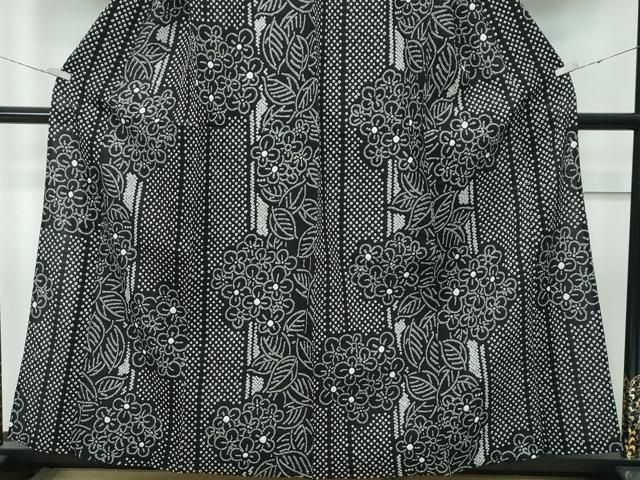  平和屋着物 上 夏物 浴衣 有松鳴海絞り 草花間道 黒地 綿 s 5 浴衣単品 浴衣