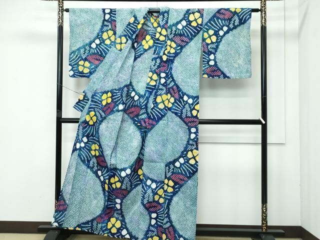 平和屋着物 上 夏物 浴衣 有松鳴海絞り 流水草花文 綿 s 5