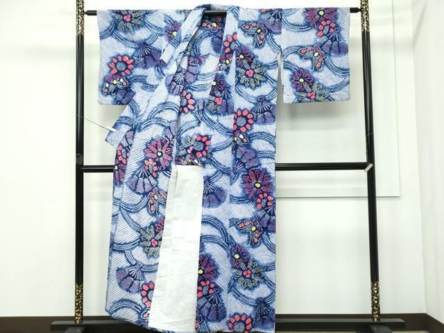 平和屋着物 上 夏物 浴衣 有松鳴海絞り 花蝶扇文 綿 s 5