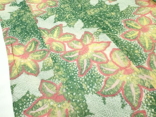 平和屋着物∴夏物 浴衣 有松鳴海絞り 花唐草文 綿 逸品 CABA0482ng 平和