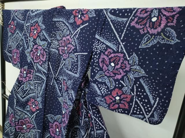  平和屋着物 上 夏物 浴衣 有松鳴海絞り 地紙花文 綿 s 5 浴衣単品 浴衣