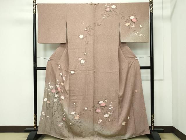 すず 平和屋着物□極上 訪問着 友禅 作家物 枝花文 たたき染め 逸品