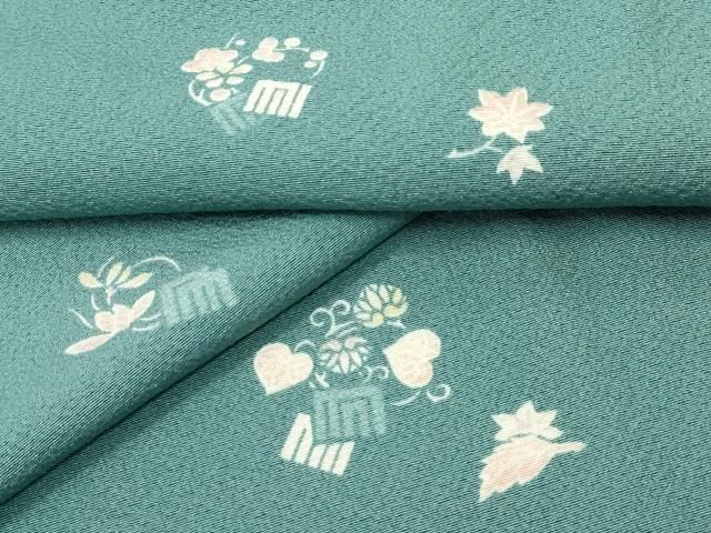 平和屋着物 上 小紋 源氏香草花文 青磁色地 s 5