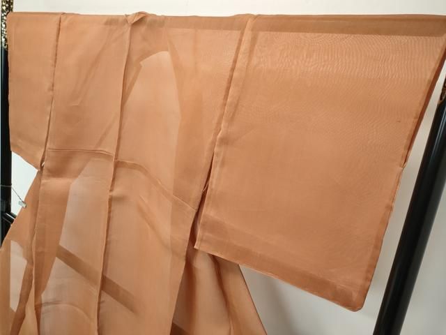  平和屋着物 上 夏物 紗紬 色無地 渋紙色 s 5 紬 着物