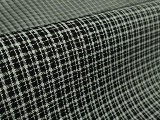  平和屋着物 上 紬 単衣 格子 黒×白 kh 5 紬 着物
