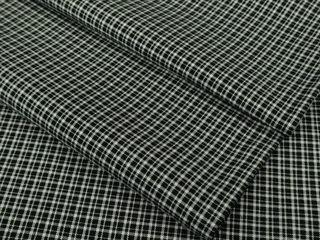 平和屋着物 上 紬 単衣 格子 黒 白 kh 5