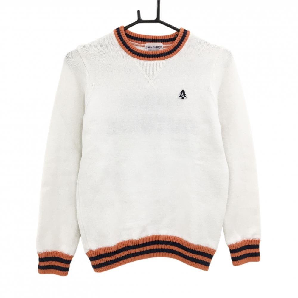 ジャックバニー セーター 白×オレンジ コットン混 ニット レディース 0