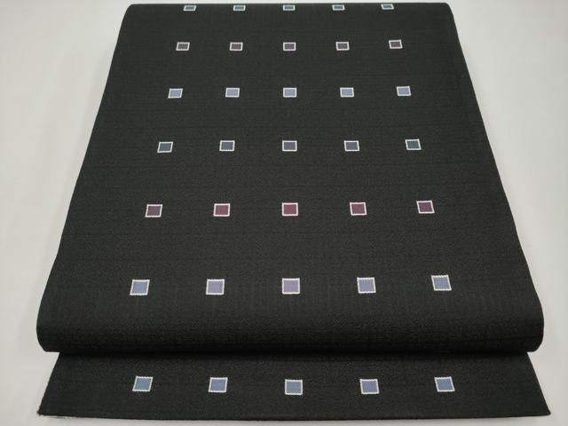 平和屋着物□極上 両面 両方向 全通柄袋帯 型染め 地紙飛鶴枝花文 金