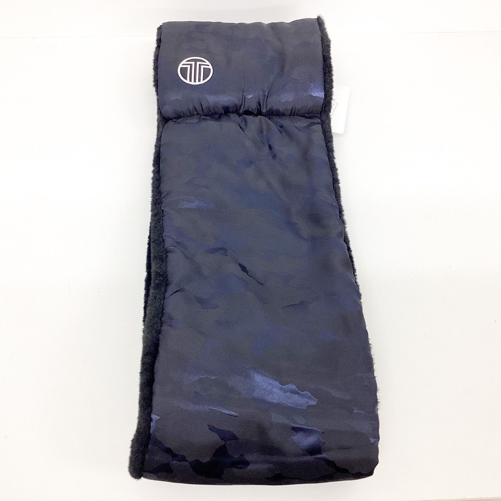 LANVIN SPORT マフラー ネイビー カモフラ柄 ボア付き メンズ レディース ゴルフ 防寒