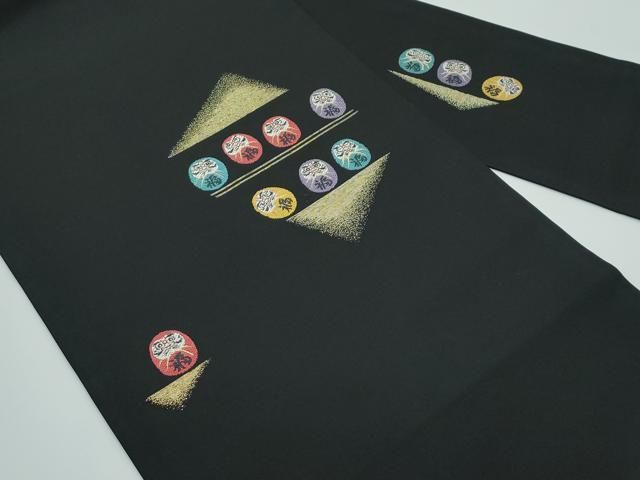 平和屋着物 上 九寸名古屋帯 唐織 達磨 黒地 金糸 s 5