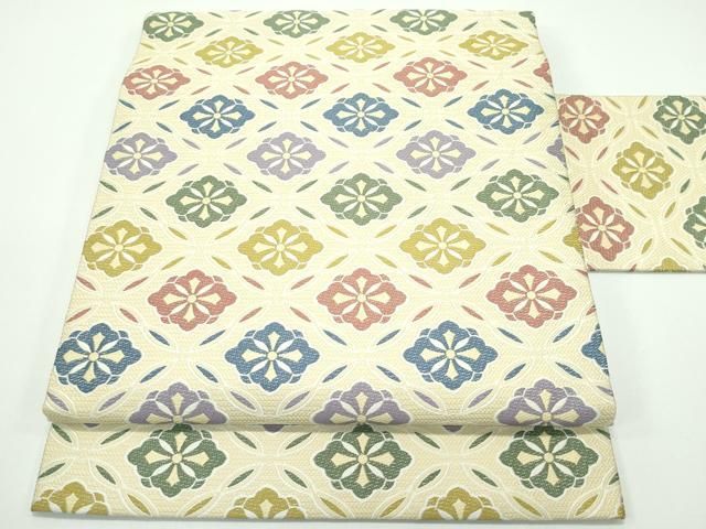 平和屋着物 上 西陣 川島織物 九寸名古屋帯 唐織 花菱文 s 5