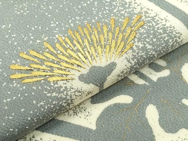 平和屋着物■極上 人間国宝 森口華弘 蒔糊友禅 蒔糊散らし 九寸名古屋帯 刺繍 菊 金銀糸 鬼しぼ縮緬 利休鼠色 三越 逸品 未使用 CZAA4146s5 平和屋着物□極上 人間国宝 森口華弘 蒔糊友禅 蒔糊散らし