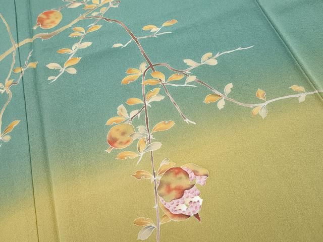 平和屋着物□極上 訪問着 作家物 ザクロ リス 暈し染め 虫襖色地 逸品