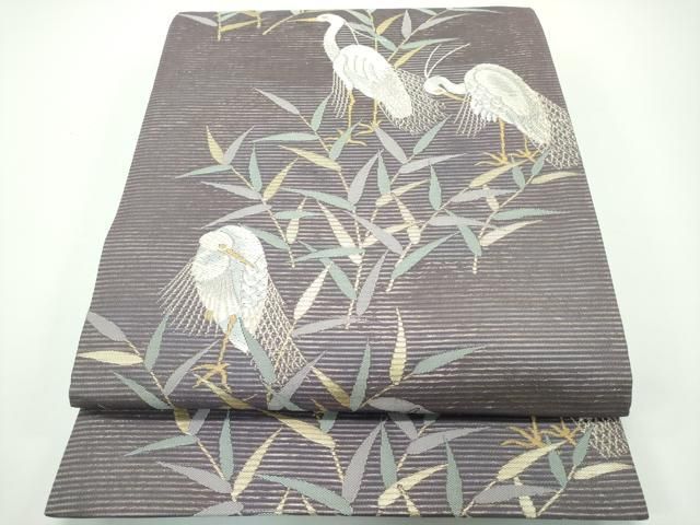 平和屋着物 上 夏物 六通柄袋帯 いざよい 唐織 白鷺 金糸 s 5