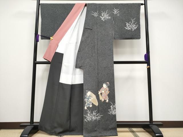 平和屋着物□極上 十日町友禅作家 関口遼一 訪問着 童子 たたき染め 蝋