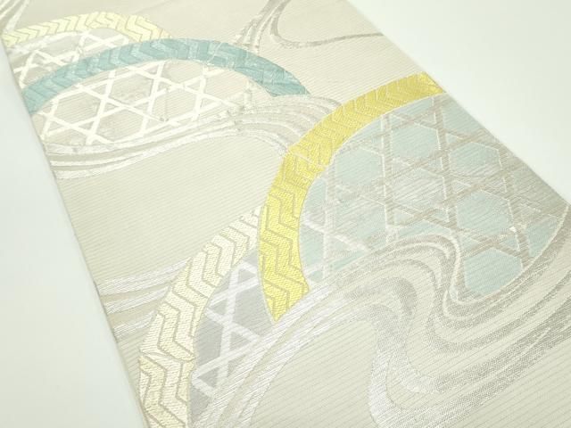 平和屋着物 上 夏物 西陣 川島織物 六通柄 本袋帯 流水籠目文 銀糸 s 5