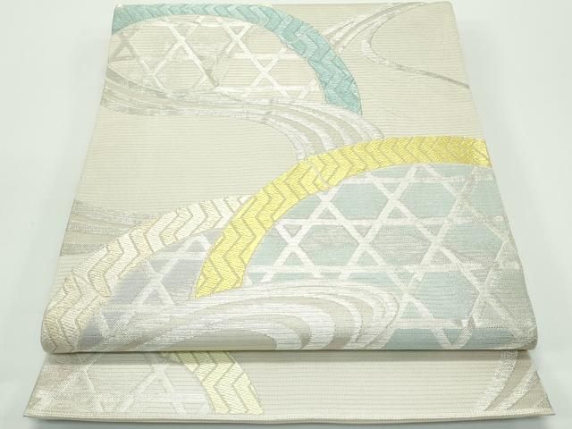 平和屋着物 上 夏物 西陣 川島織物 六通柄 本袋帯 流水籠目文 銀糸 s 5