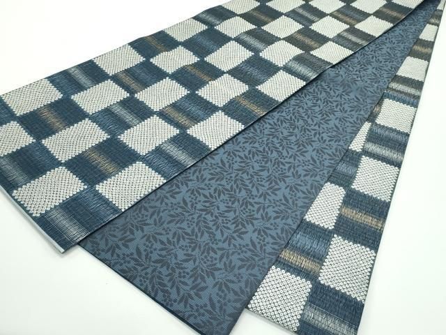  平和屋着物 上 天然藍 藍染 堤悌一 国選定 現代の名工 古庄紀治 両面 全通柄袋帯 唐織 市松鹿の子文 南天文 証紙付き s 5 袋帯 帯