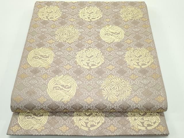 平和屋着物 上 西陣織 陰山織物謹製 箔屋清兵衛 六通柄袋帯 唐織 慶祝 桐竹御印文 金糸 s 5