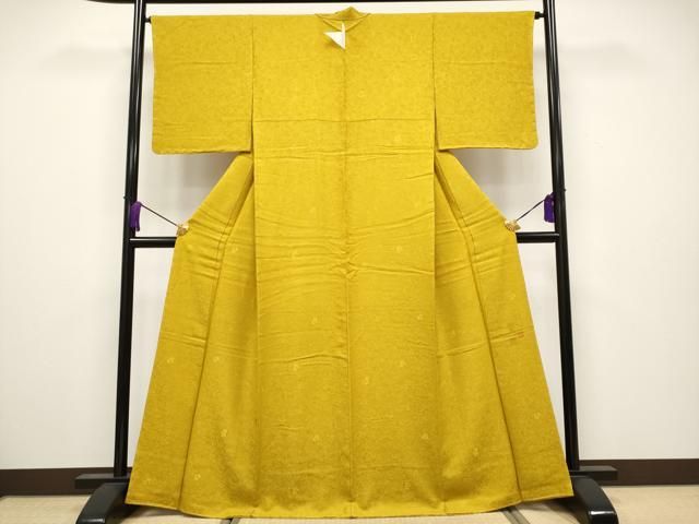 平和屋着物■極上　本加賀友禅作家　由水煌人監修　色無地　蔦の葉地紋　さが美扱い　櫨染色地　逸品　未使用　CYAA3785s5 平和屋着物□極上 本加賀友禅作家 由水煌人監修 色無地 蔦の葉地紋