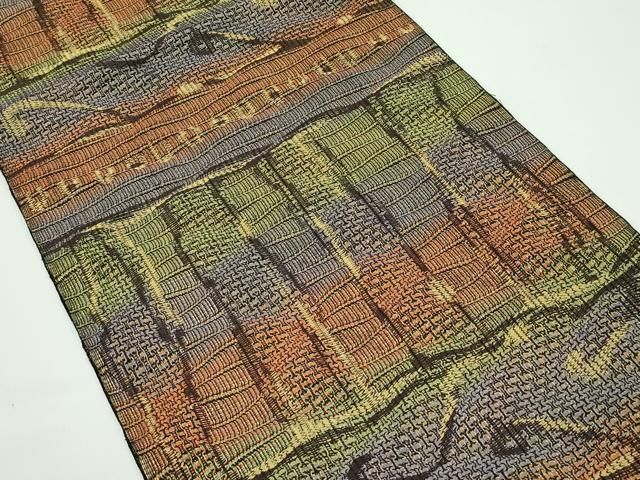 平和屋着物 上 夏物 博多織人 黒木織物 本場筑前博多帯 伝統工芸士 黒木政幸 八寸名古屋帯 抽象文 s 5