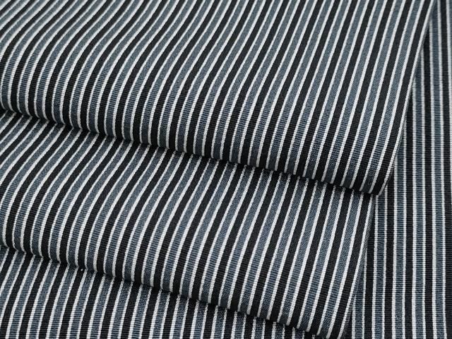 平和屋着物 上 小紋 縞 黒×白×鉄御納戸色 三越扱い s 5