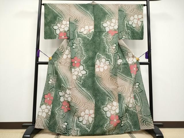 平和屋着物 上 夏物 浴衣 有松鳴海絞り 流水枝花文 綿 s 5