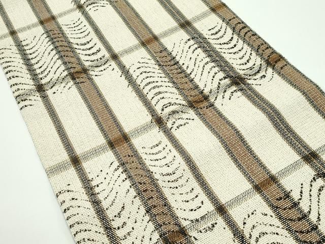 平和屋着物■極上　夏物　絹藤布　赤城玉　手織　木渋草木色　八寸名古屋帯　市松間道　反端・証紙付き　逸品　CZAA4169s5 平和屋着物□極上 夏物 絹藤布 赤城玉 手織 木渋草木色 八寸名古屋帯