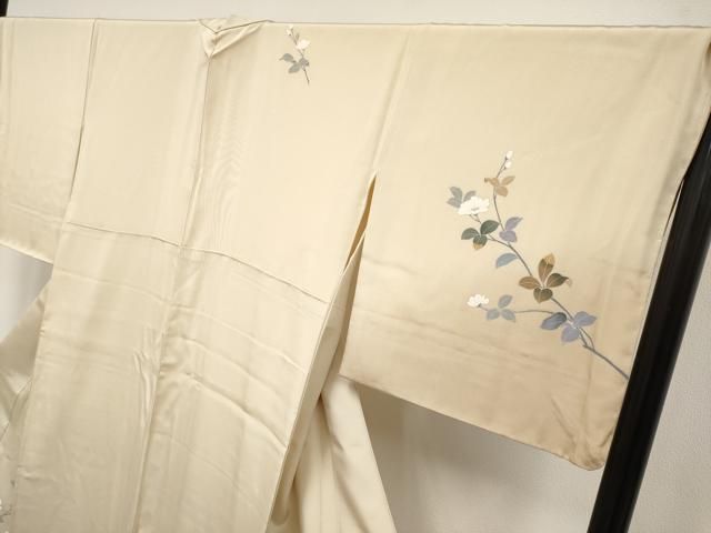  平和屋着物 上 訪問着 友禅 作家物 枝花文 暈し染め 薄香色地 s 5 訪問着 付け下げ 着物