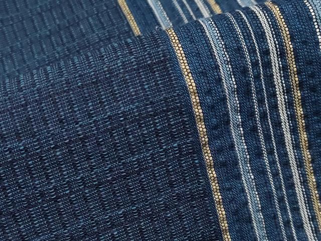 平和屋着物□極上 夏物 男性 阿波しじら織 浴衣 キングサイズ 縞 綿  