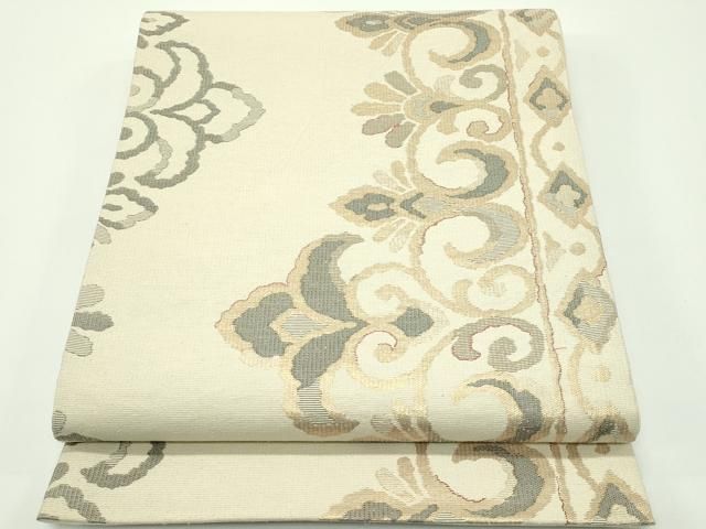 平和屋着物 上 六通柄袋帯 紬地 更紗花唐草文 金糸 s 5