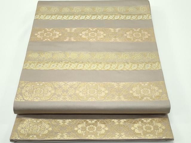 平和屋着物 上 西陣織 陰山織物謹製 箔屋清兵衛 六通柄袋帯 草木染 本金箔 草花横段文 s 5