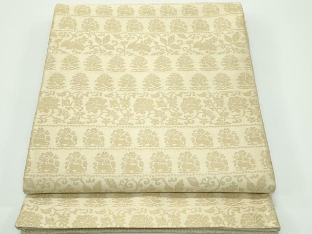 平和屋着物 上 両面 六通柄袋帯 兎花唐草横段文 金糸 s 5