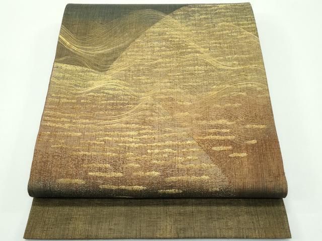 平和屋着物 上 名門 しょうざん 生紬 紙屋川伝承 絹漉貴 太鼓柄袋帯 遠山文 金糸 s 5