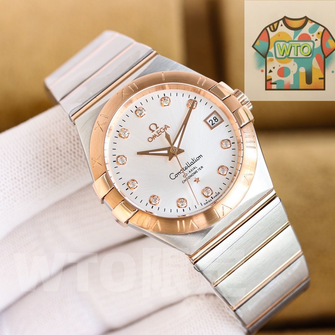 今日 Omega オメガ コンステレーションシリーズPLUMAライトフェザーモデル アーチ型サファイアガラス搭載