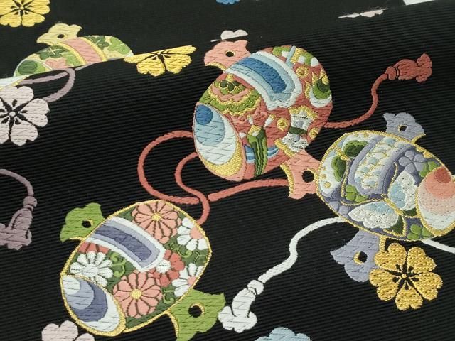  平和屋着物 上 西陣の老舗 1782年創業 山下織物 六通柄袋帯 大国立の命 黒地 金銀糸 s 5 袋帯 帯