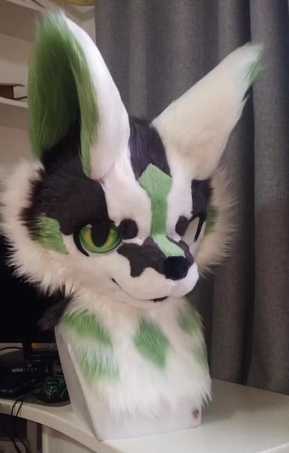 着ぐるみヘッド 犬 NO.419 黒 緑 全頭ヘッド ケモノ ファースーツ ぬいぐるみ コスプレ コスチューム kigurumi