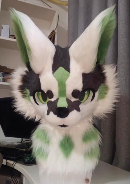 着ぐるみヘッド 犬 NO.419 黒 緑 全頭ヘッド ケモノ ファースーツ ぬいぐるみ コスプレ コスチューム kigurumi